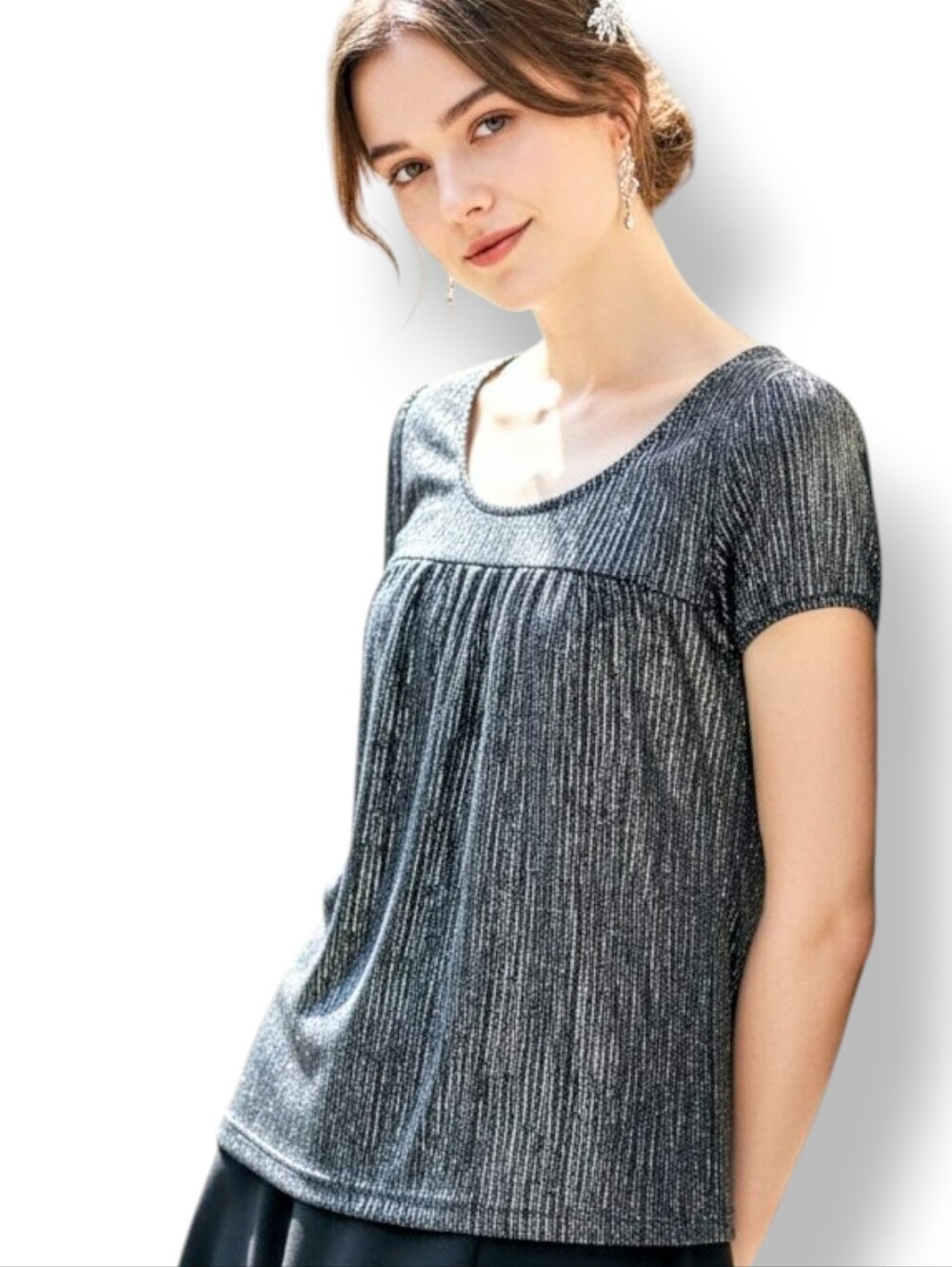 🤍 4/$20 Gitano Short Sleeve Gray Shirt With Some Subtle Shimmer